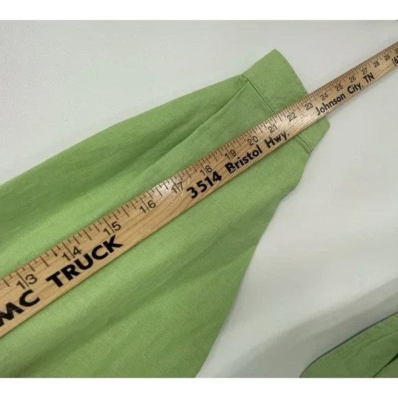NWT Denim & Co Womens 1X Pants Suit Linen Blend Lime Green Safari Tunic Pockets - Picture 4 of 16
